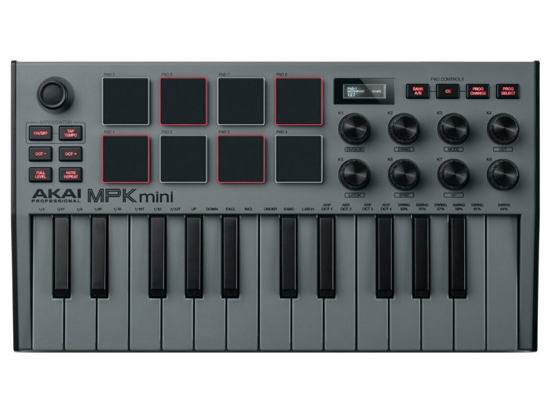 Akai Pro MPK Mini MK3 Grey USB/MIDI Pad és billentyűs kontroller - szürke | hangszerdiszkont.hu