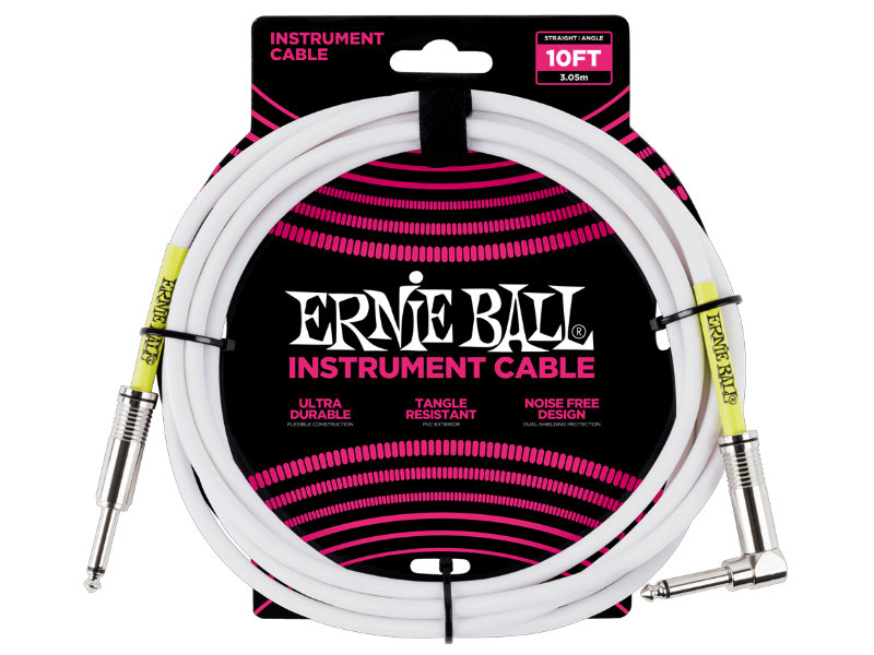 Ernie Ball 6049 egyenes-pipa jack hangszerkábel - 3 méter - fehér | hangszerdiszkont.hu