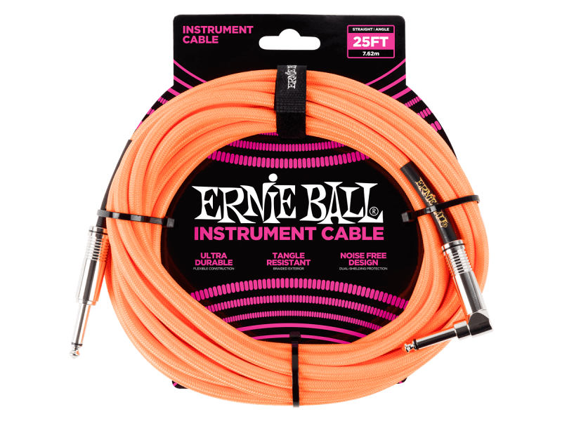 Ernie Ball 6067 szövet hangszerkábel - 7,65 méter - narancssárga | hangszerdiszkont.hu