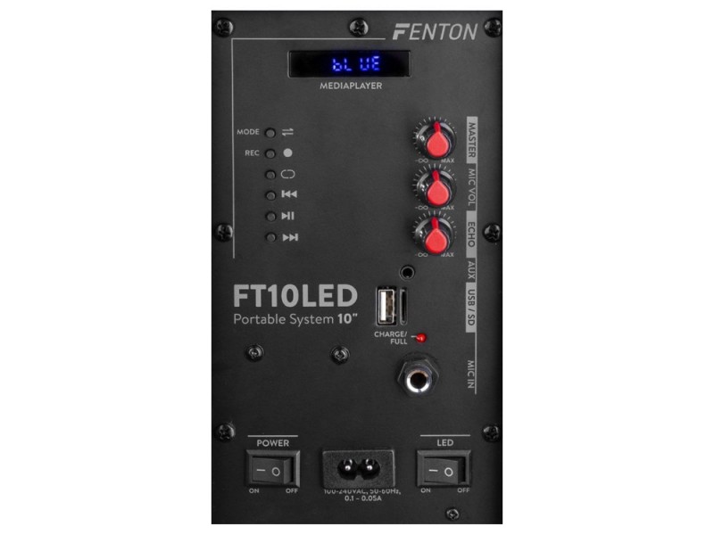 Fenton FT10LED 450W akkumulátoros aktív hangfal | hangszerdiszkont.hu