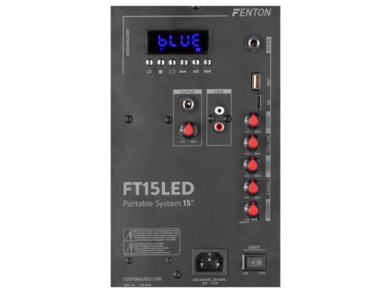 Fenton FT15LED 800W akkumulátoros aktív hangfal | hangszerdiszkont.hu