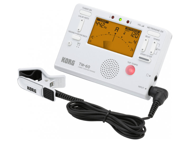 Korg TM-60C-WH digitális hangoló/metronóm + CM-200 kontaktmikrofon - fehér | hangszerdiszkont.hu
