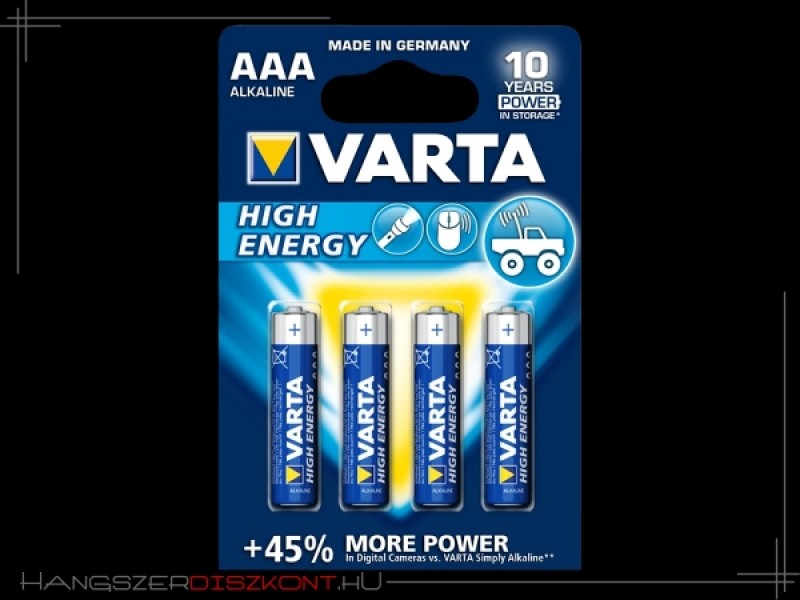 Varta High Energy AAA/LR03 1,5V mikro elem - 4db | hangszerdiszkont.hu